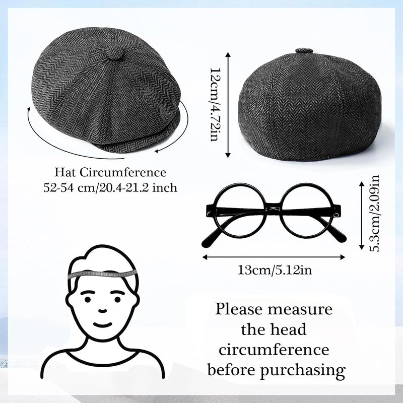 GZJINYUAN 4Pcs Kids Boys Suspenders Bowtie Set with Black Glasses Newsboy Cap for Boy Girl Wedding 100 Days of School Costume - Image 4